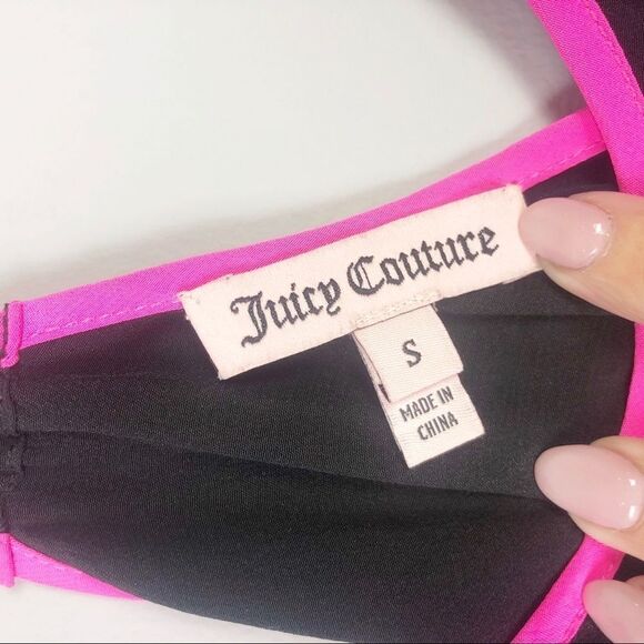 JUICY COUTURE | Black and Pink Silk Tank Top Ring Back Women’s Size Small - Picture 3 of 8